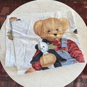 Vtg 90s Blue Jean Teddy Nursery Wallhanging Fabric Panel Daisy Kingdom Sewing